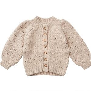 Rylee + Cru Cream Knit Sweater with Wooden Buttons